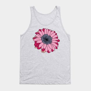 Pink and Blue and Black Flower Drawing Tank Top